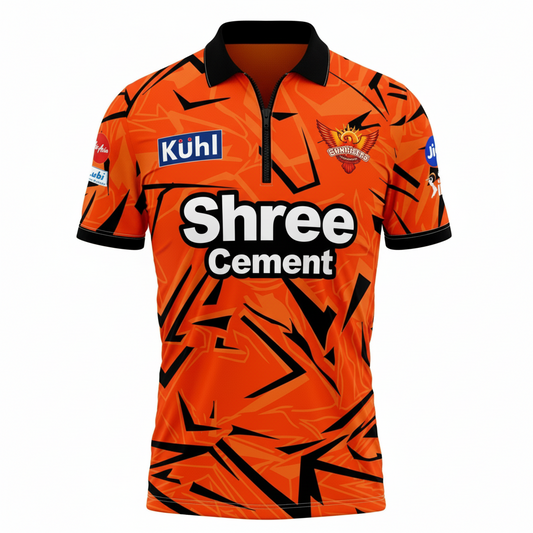 Next Print Custom Zip SRH-Inspired Cricket Jersey – Personalized Name & Number | Orange Fan Jersey for Cricket Lovers (India)