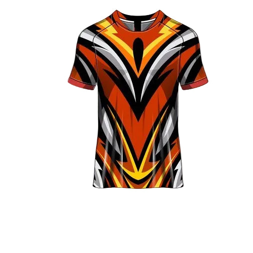Custom orange grey black abstract esports jersey front view