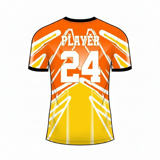 Orange yellow custom esports jersey back side with player name and number