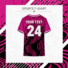 Pink black athletic sportswear t-shirt for gym running cricket and football