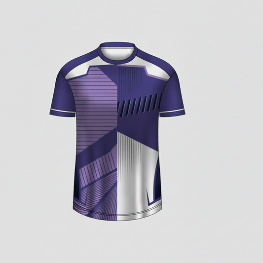 Custom purple steel matrix esports jersey front view with premium gaming design