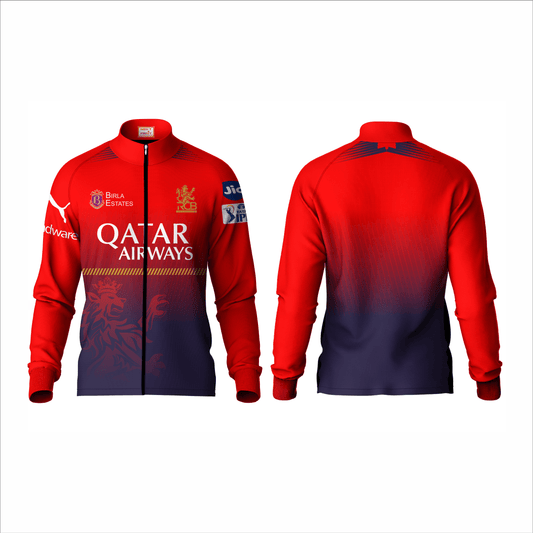Custom blue red cricket fan jacket for IPL 2026 India