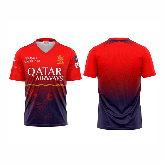 IPL style black red sports jersey for men with V-neck design