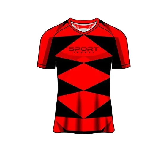 Custom red black geometric esports jersey front view