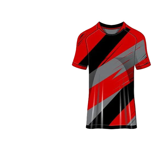 Custom red black silver strike esports jersey front view