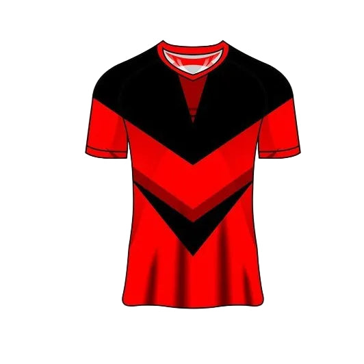 Custom red black V-strike esports jersey front view