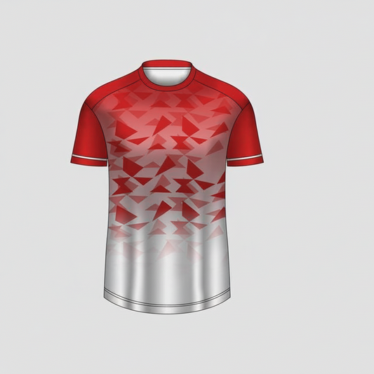 Custom red crystal camo esports jersey front view with premium gaming design
