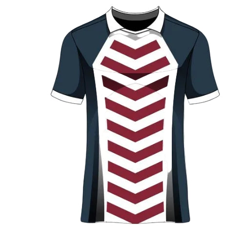 Custom red white chevron pattern esports jersey front view