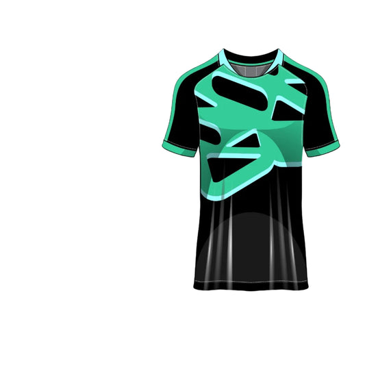 Custom teal black esports jersey front view