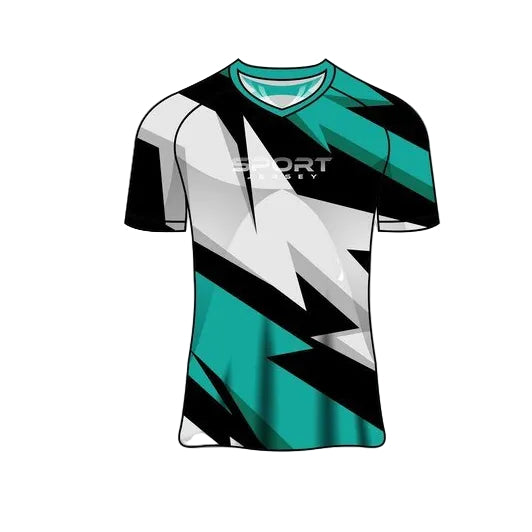 Custom teal black fusion esports jersey front view 