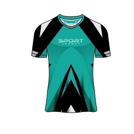 Custom teal black white accent esports jersey front view