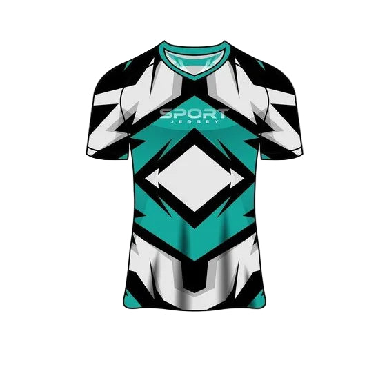 Custom teal black white esports jersey front view
