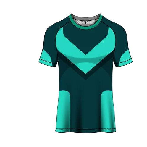 Custom teal green geo matrix esports jersey front view