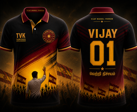 TVK t-shirt, Vijay Makkal Iyakkam tshirt, Thalapathy Vijay fan tshirt, political tshirt India, Tamil fan merch, custom Vijay jersey, TVK polo tshirt