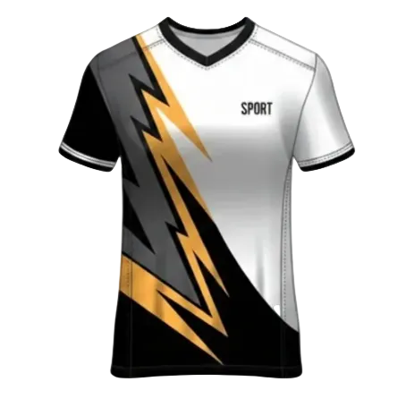 Custom white black gold strike esports jersey front view