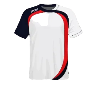 Custom white black red esports jersey front view with premium gaming design