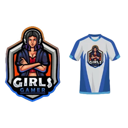 Custom white blue girls gamer esports jersey front view with premium gaming design