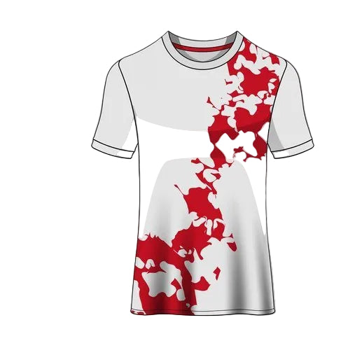 Custom white red abstract pattern esports jersey front view