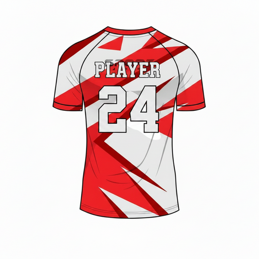 White red arrow flash custom esports jersey back side with player name and number