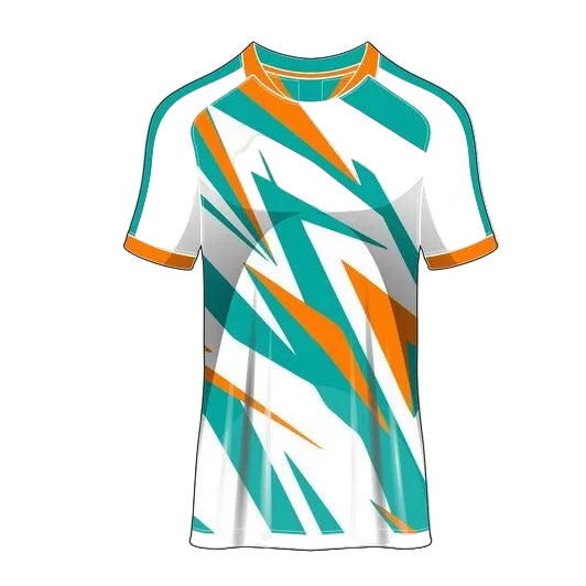 Custom white teal fusion esports jersey front view