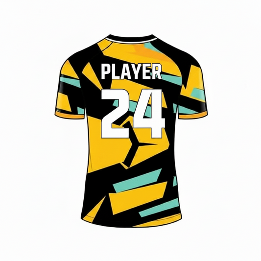 Yellow black fusion custom esports jersey back side with player name and number
