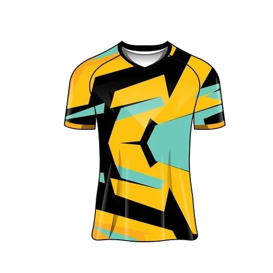 Custom yellow black fusion esports jersey front view