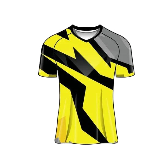 Custom yellow black striped esports jersey front view