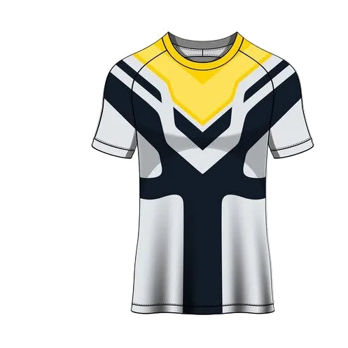 Custom yellow black white geometric esports jersey front view