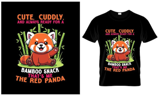 Next Print Cute Red Panda Bamboo Snack TShirt