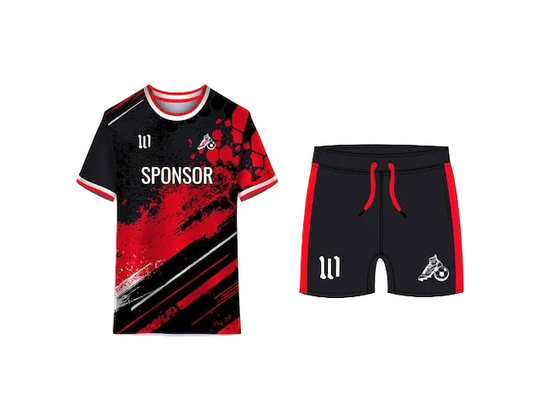 NextPrint Custom Team Jersey Black & Red Splash Design – Football Kit
