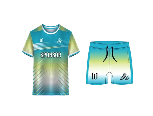 NextPrint Blue Green Gradient Soccer Jersey Kit – Custom Player Name & Number