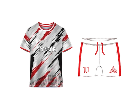 NextPrint Custom Sports Jersey Set White Red Black – Personalized Name & Number Team Uniform