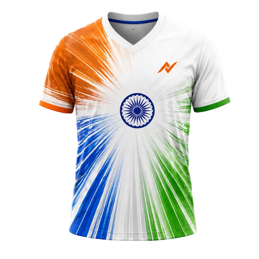Dynamic Saffron White Green Starburst Sports Jersey front view