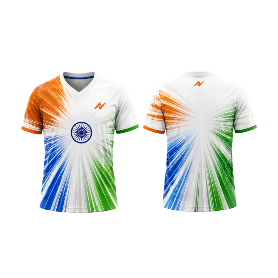 Dynamic Saffron White Green Starburst Sports Jersey side angle view