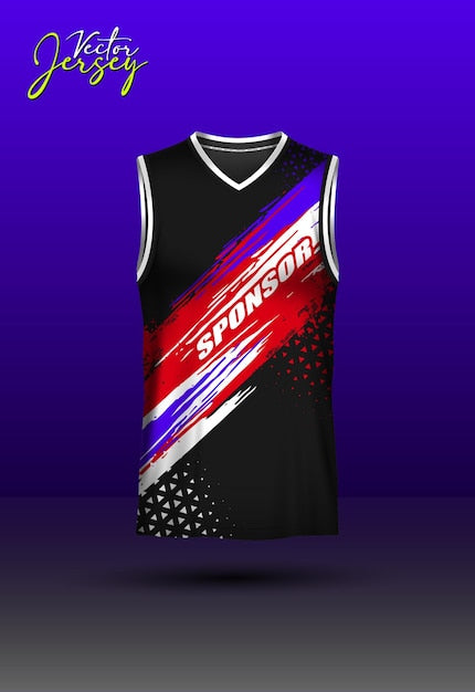 Dynamic Sleeveless Sports Jersey with Abstract Brush Strokes and Sponsor Branding