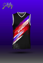 Dynamic Sleeveless Sports Jersey with Abstract Brush Strokes and Sponsor Branding