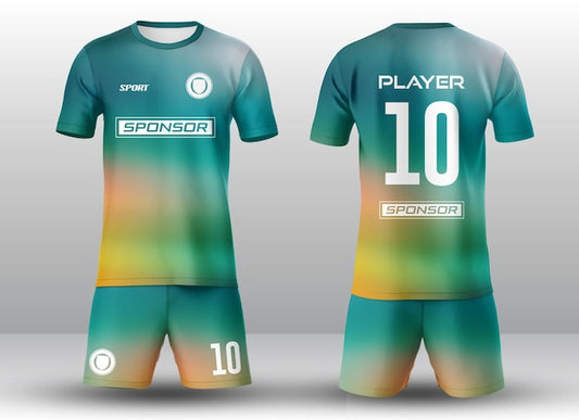 NextPrint Elite Teal Multicolor Gradient Soccer Kit – Personalized Jersey Set