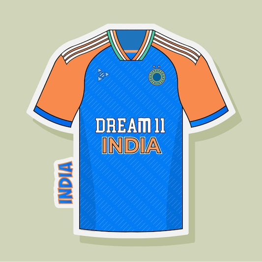 front view of t20 world cup jersey for Indian team cartoonish look
