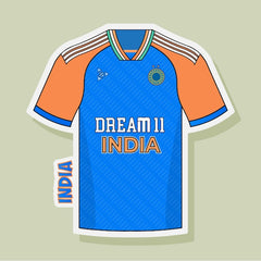 front view of t20 world cup jersey for Indian team cartoonish look