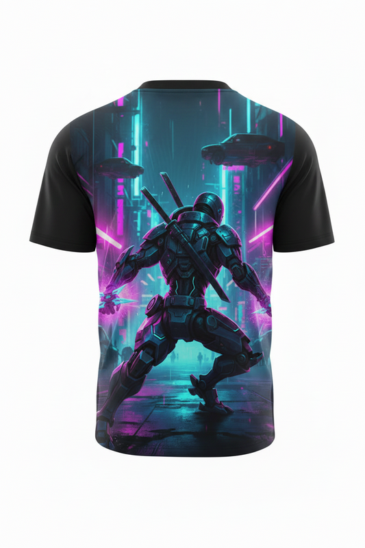 Cyberpunk Mech Ninja Warrior Neon Streetwear T-Shirt