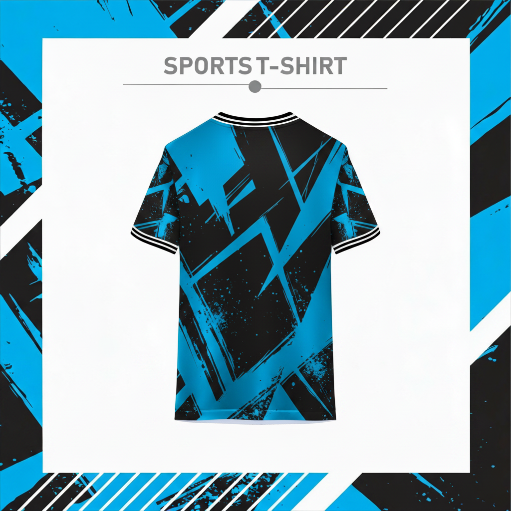 Blue black geometric athletic jersey back side design
