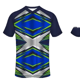 Geometric blue green grey custom esports jersey front view