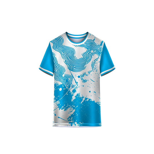 Geometric white and blue custom sports jersey by NextPrint
