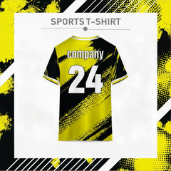 Yellow and black athletic jersey with geometric pattern back view