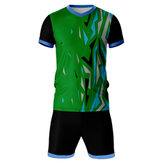 Green black sports jersey with shorts front view for men