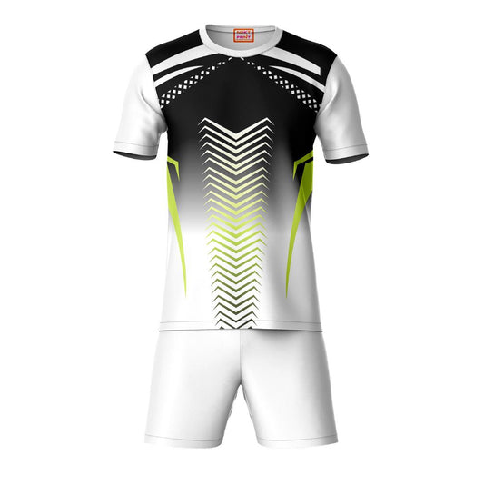Green black sports t-shirt with white shorts co-ord set front view