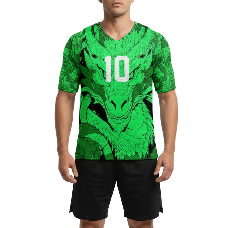 Next Print Green Dragon Jersey Design Printed T-Shirt.