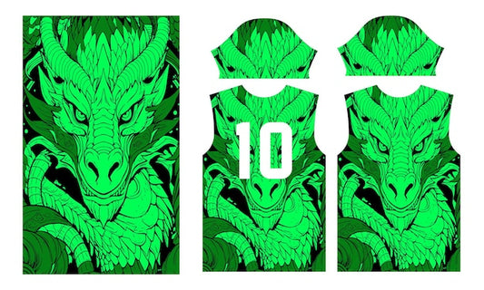 Next Print Green Dragon Jersey Design Printed T-Shirt.