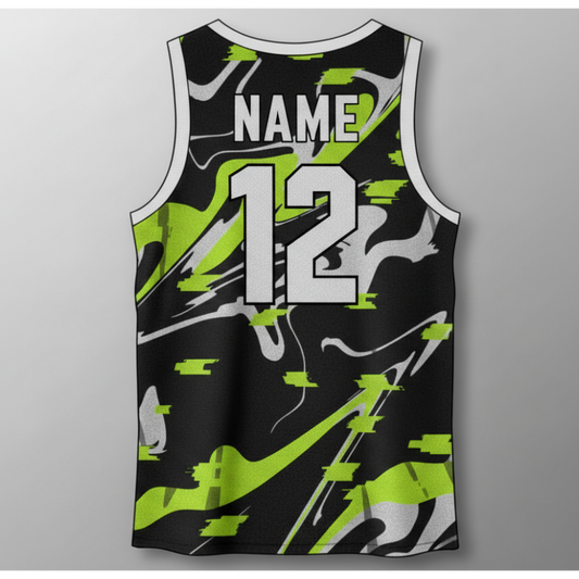 Next Print Neon Green Glitch Sports Jersey Design – Custom Cricket & Football Uniform India | NextPrint
