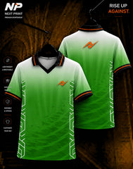 Green gradient geometric sublimation polo sports jersey front and back mockup by Next Print